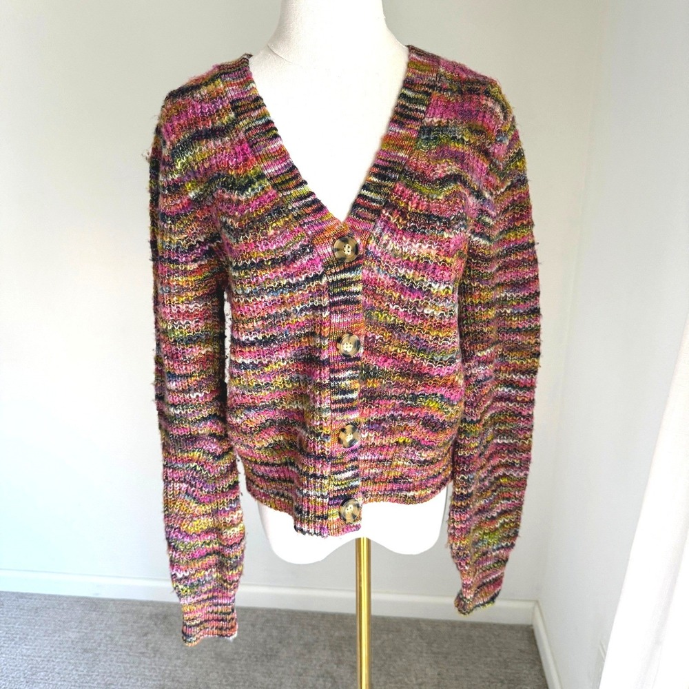 Veronica Beard Dolra Multicolor Merino Wool Blend Cardigan Sweater‎ Medium